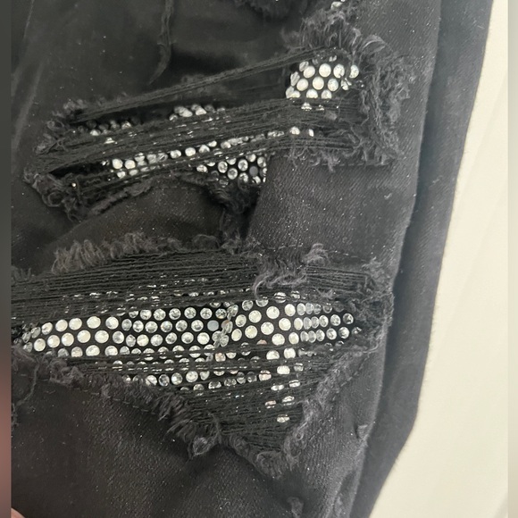 $2590 Rare Authentic Amiri Crystals with Ripped Details Skinny Jeans - Picture 7 of 13